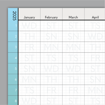 2025 Calendar: 17 x 24in (Monthly)