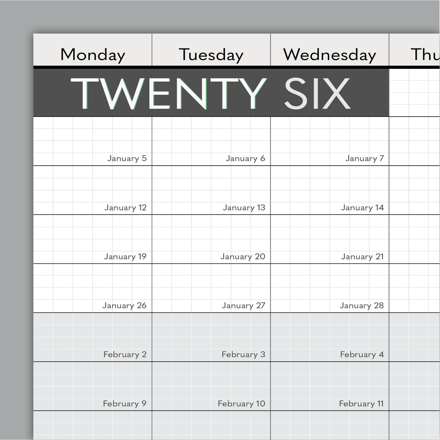 2026 Wall Calendar: 10in x 36in