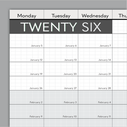 2026 Wall Calendar: 10in x 36in