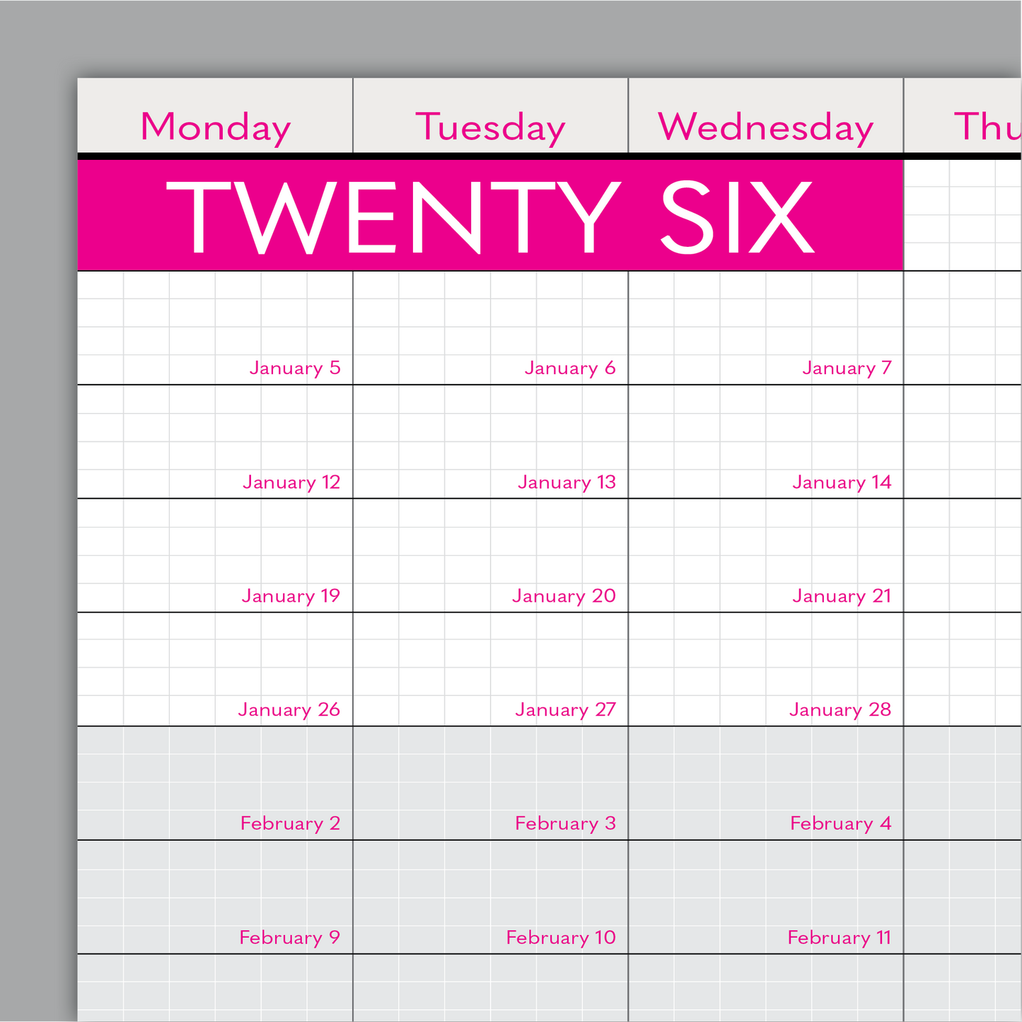 2026 Wall Calendar: 10in x 36in