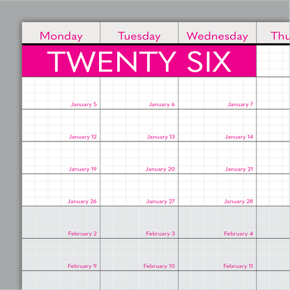 2026 Wall Calendar: 10in x 36in