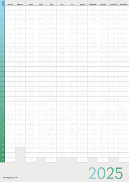 2025 Calendar: 17 x 24in (Monthly)